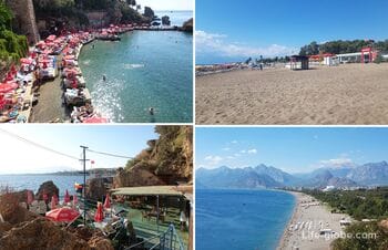 Antalyas strände. Küste von Antalya. Strandhotels in Antalya