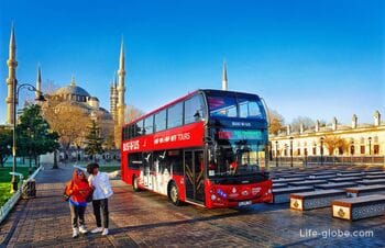 Reisebusse in Istanbul (Hop-On Hop-Off Busforus): route, haltestellen, eintrittskarten, website
