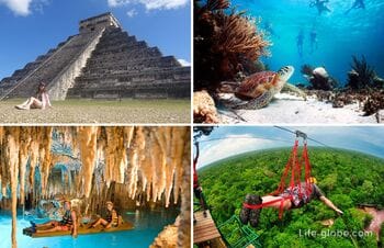 Attractions of Yucatan. Where to go from Cancun, Playa del Carmen and Tulum (archeology, nature, entertainment, islands, cities)
