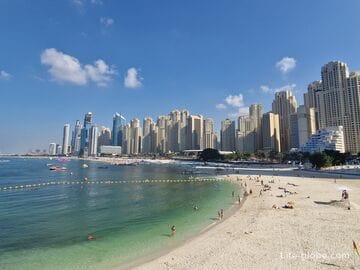 Пляж Дубай Марина (Марина Бич, Marina Beach, JBR Beach) - самый туристический в Дубае