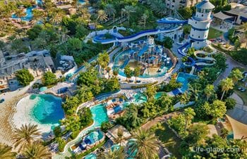 Аквапарк Jungle Bay, Дубай (в отелях Le Meridien Mina Seyahi и Westin Dubai Mina Seyahi): посещение, сайт, горки, пляж