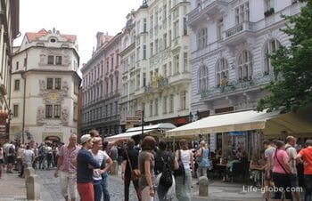 Karlova street in Prague (Karlova ulice) - tourist royal road in the city center