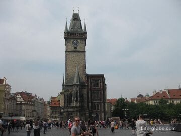 Old Town Hall in Prague (Staroměstska radnice) with an astronomical clock, an observation deck, halls, cellars and a chapel