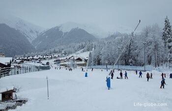 Where to ride for a beginner in Krasnaya Polyana (simple tracks and training slopes)