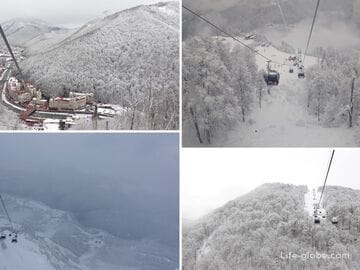 Three main ski lifts of Rosa Khutor: Olympia, Zapovedniy les and Kavkazskiy express