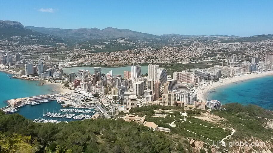 Views of Calpe from the observation deck of the Ifach Rock, Spain