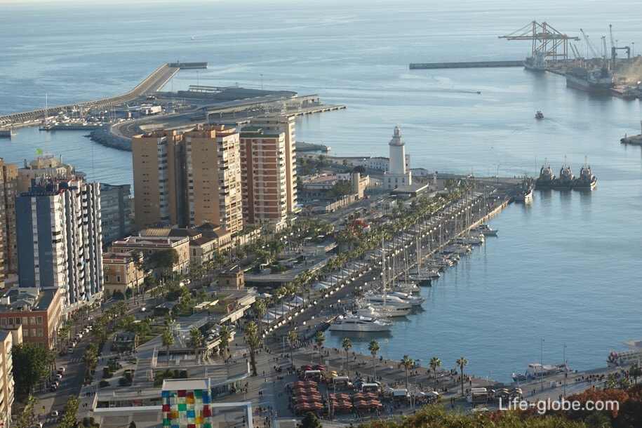 Main port and promenade in Malaga (Puerto Malaga)