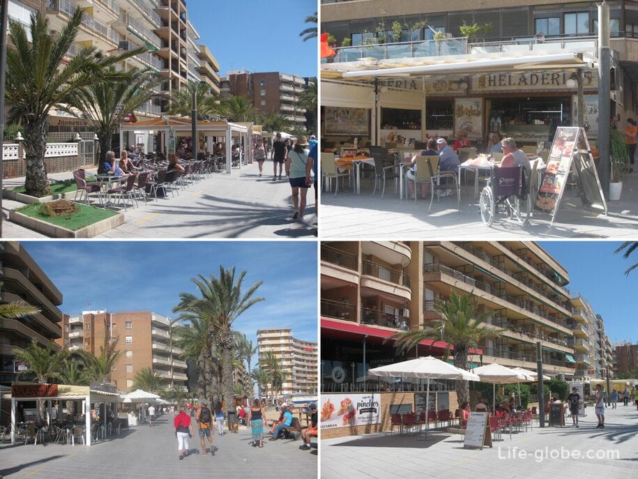 Cafe on the promenade near the beach of Del Cura, Torrevieja