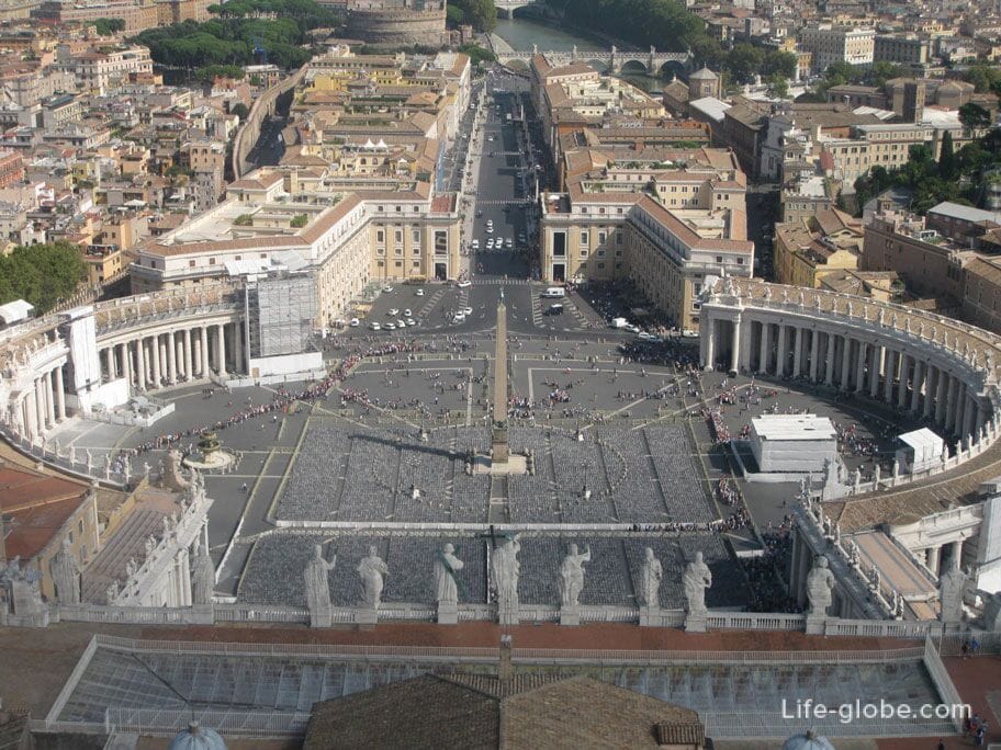view of Peter's Square from the dome of St. Peter's Basilica