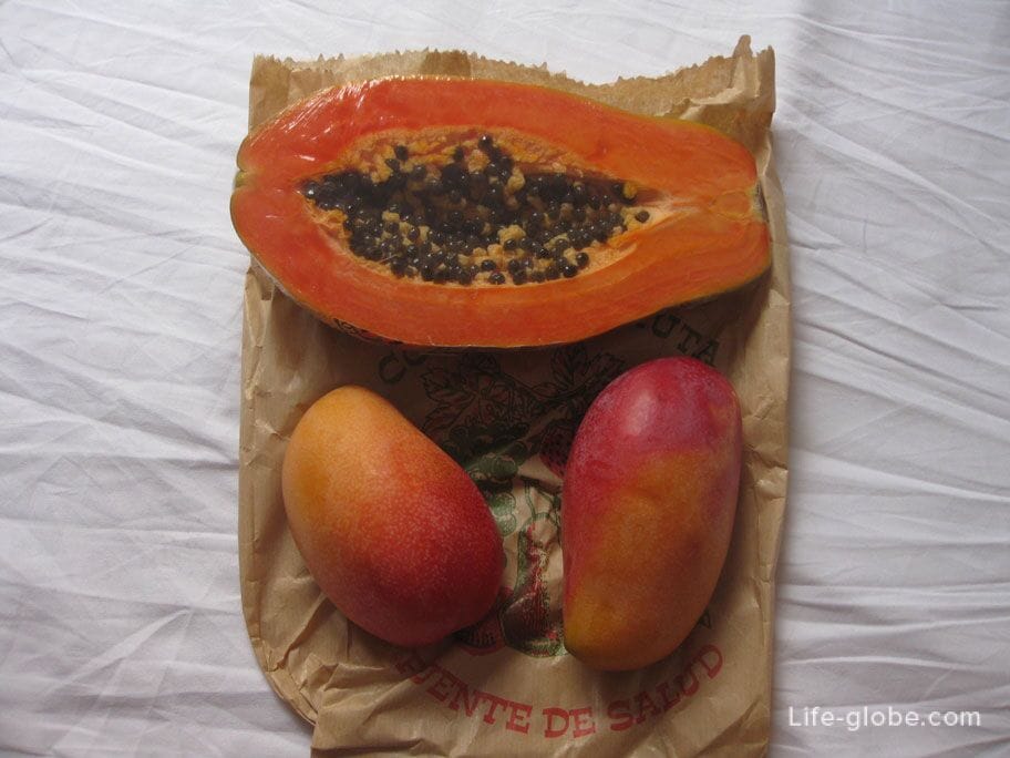 fresh fruit-papaya and mango