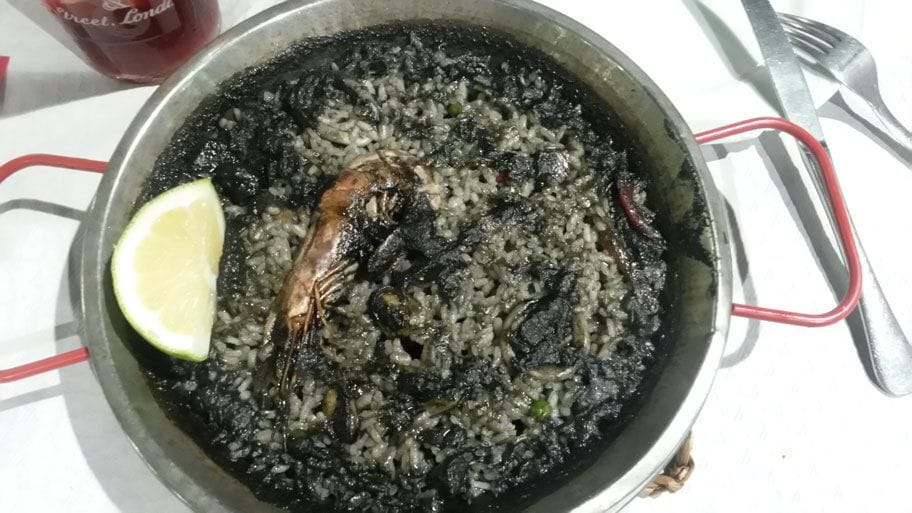 black paella with cuttlefish ink