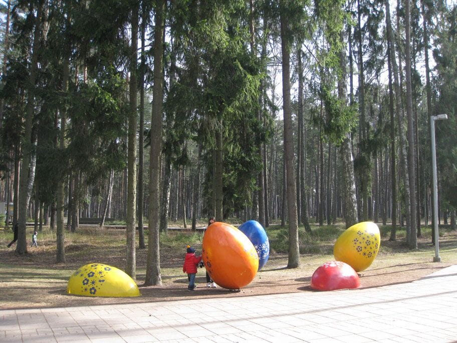 Easter eggs in Dzintari Park, Jurmala