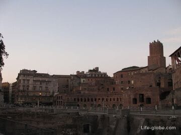 Forum of Trajan in Rome. As well as the column of Trajan and the church on the Esplanade Forum