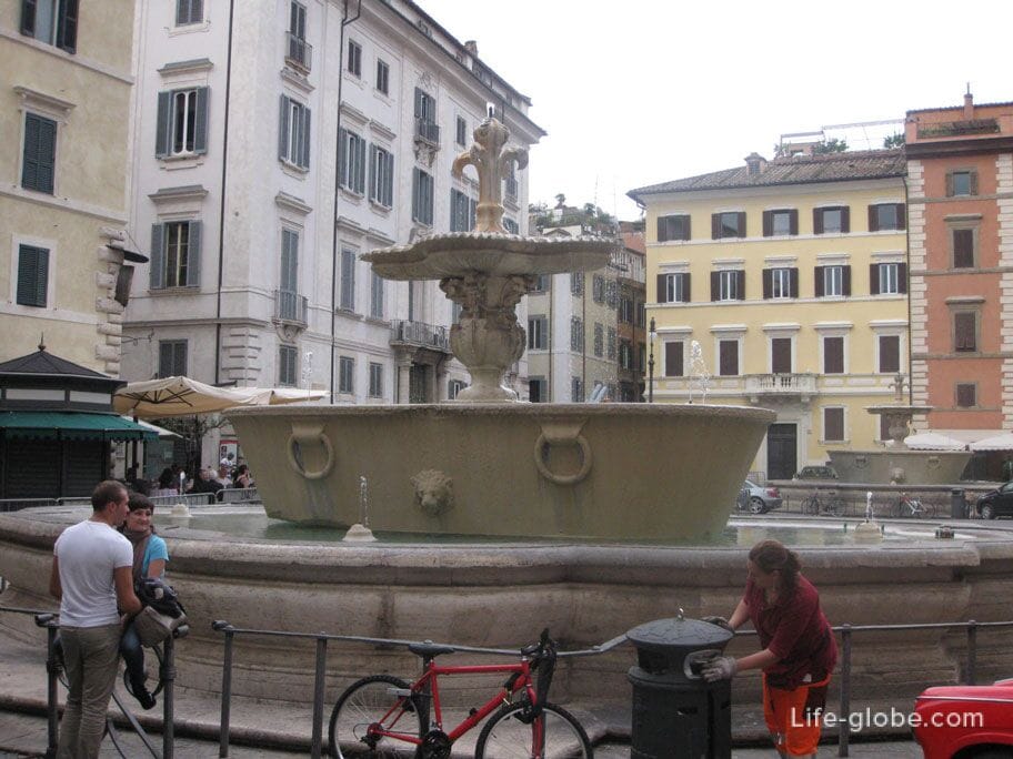 фонтан в виде цветов Ириса на площади Фарнезе, Рим, Италия