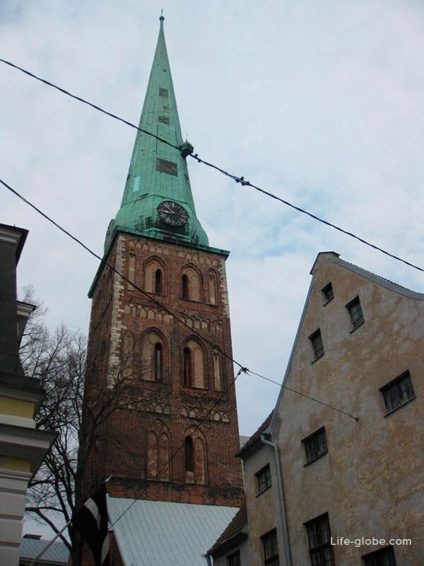 The 80-meter tower of the Cathedral of St. Iakov in Riga