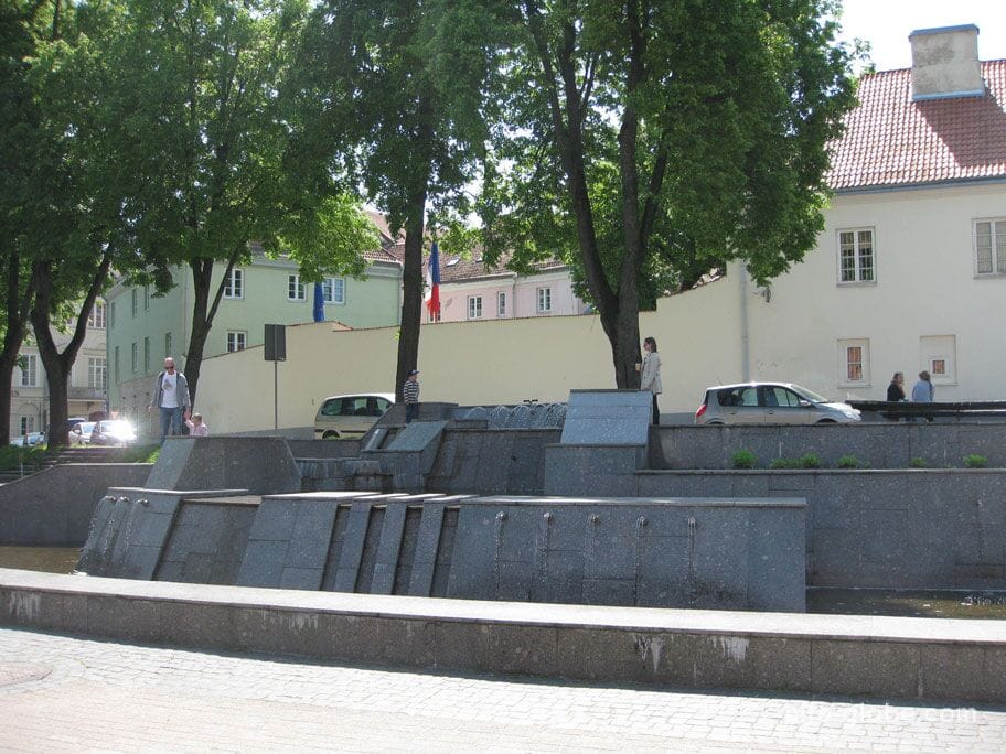 fountain in the center of the square Vilnius