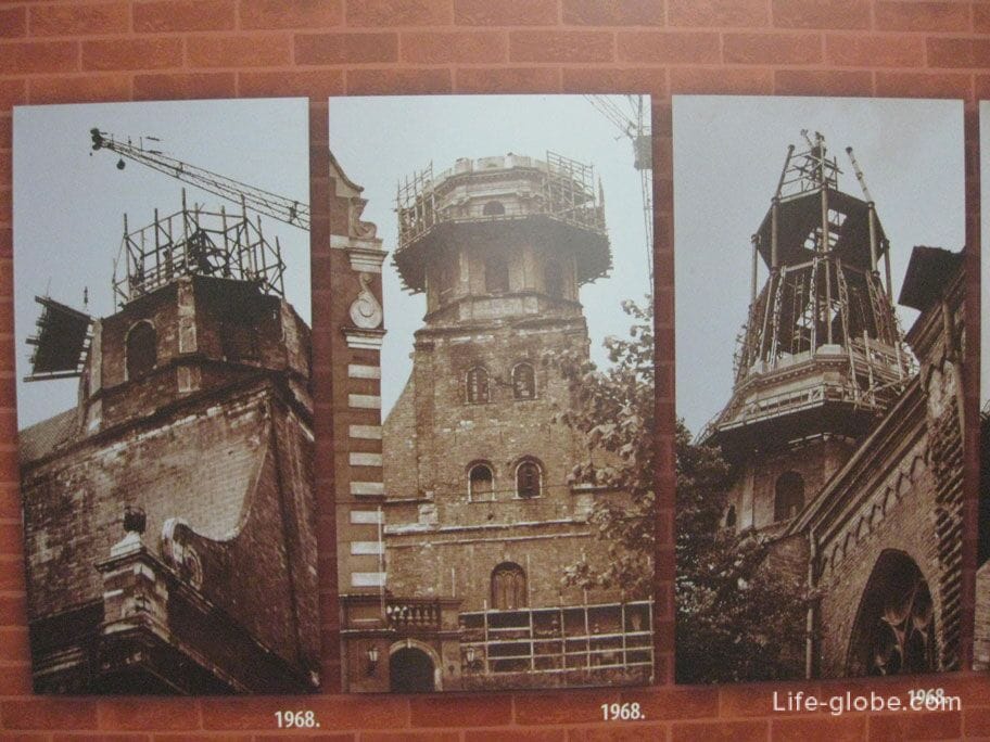 the process of restoring the tower of St. Peter's Cathedral in Riga, 1968