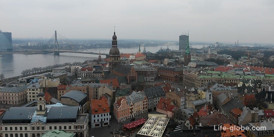 panorama of the old town and the Dome Cathedral, Riga, Latvia