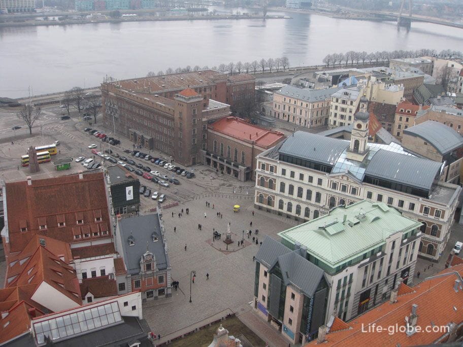 Town Hall Square and the Town Hall building from the observation deck of St. Peter's Church in Riga